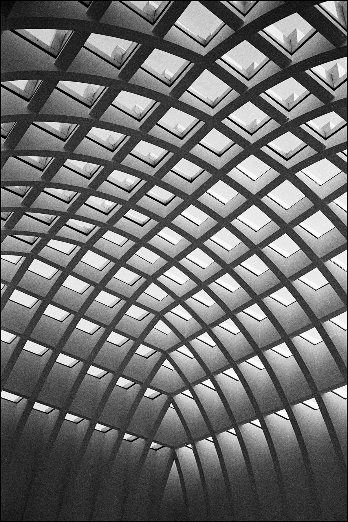 curved roof of a building