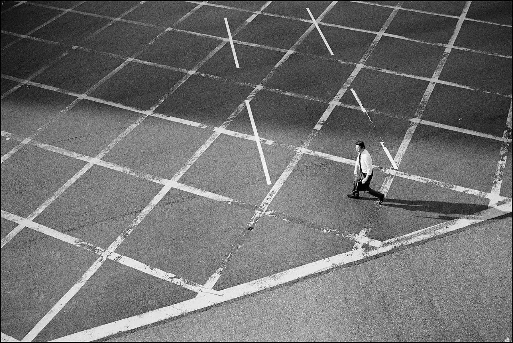 a man crossing the street