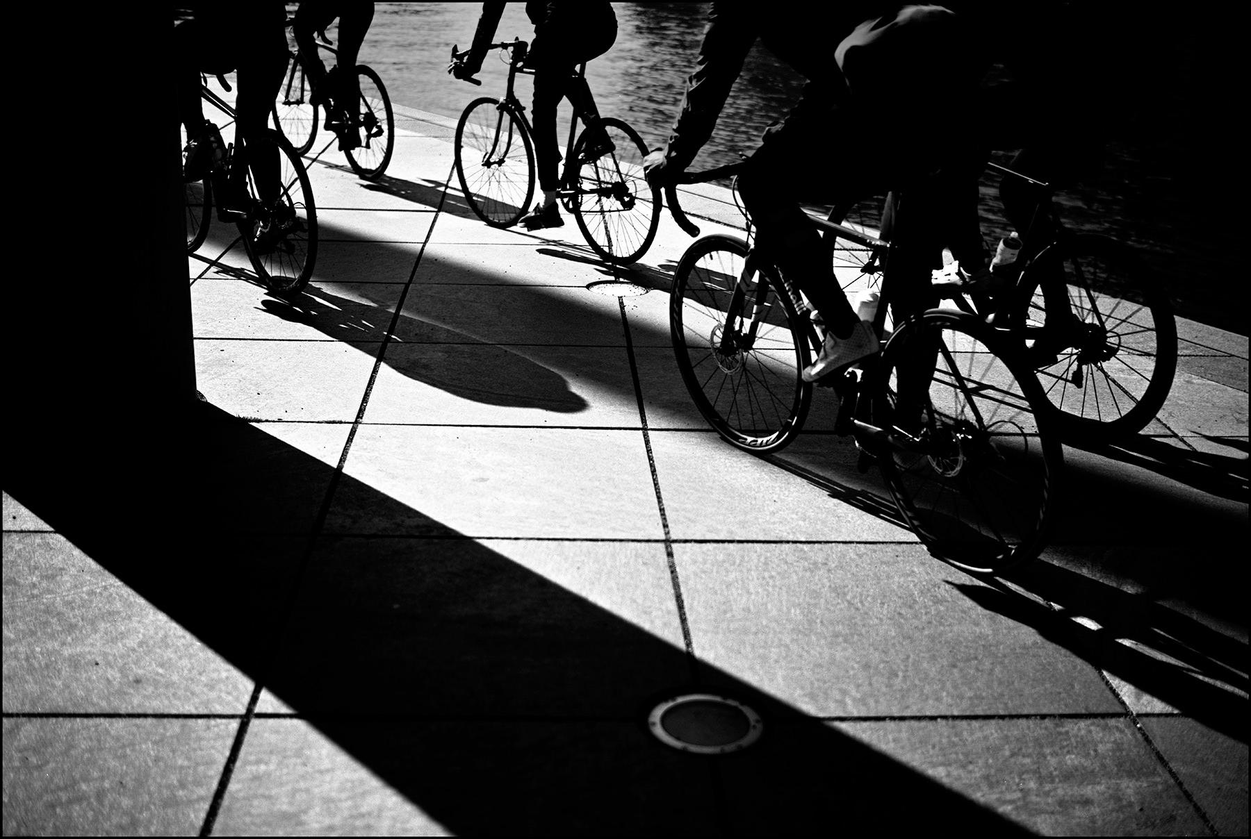 silhouettes of road cyclists